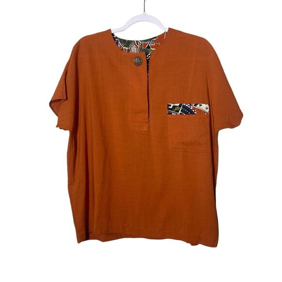 Vintage 80's Cricket Lane Rust Orange Button Front Blouse Women's Size Large - Picture 1 of 15